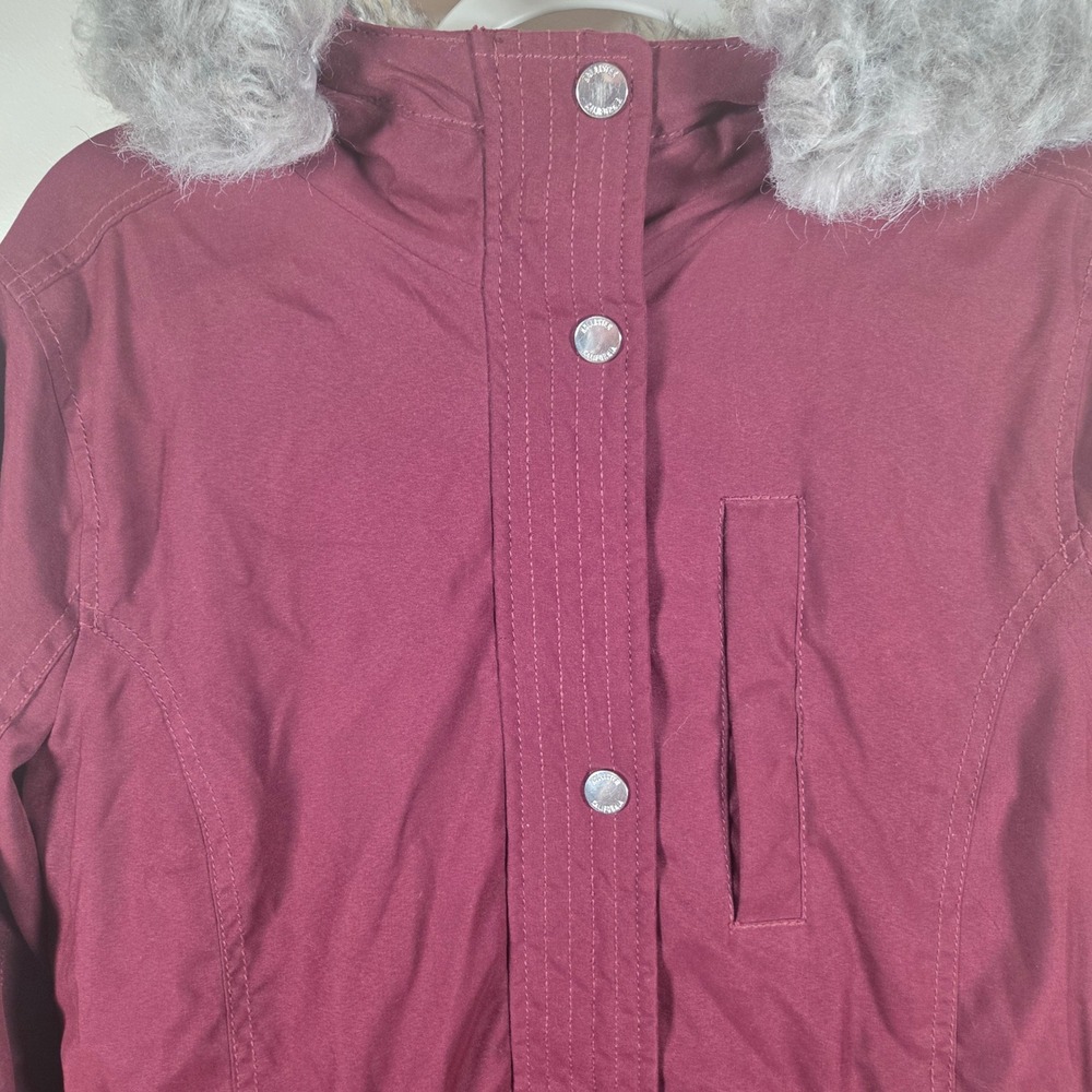 Hollister Parka Jacket Womens M Burgundy Faux Fur Hood Heritage Stretch Utility - Picture 3 of 16